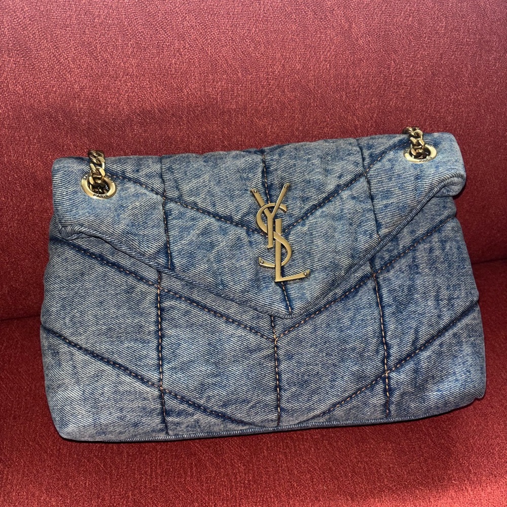 Yves Saint Laurent Denim Quilted Shoulder Bag